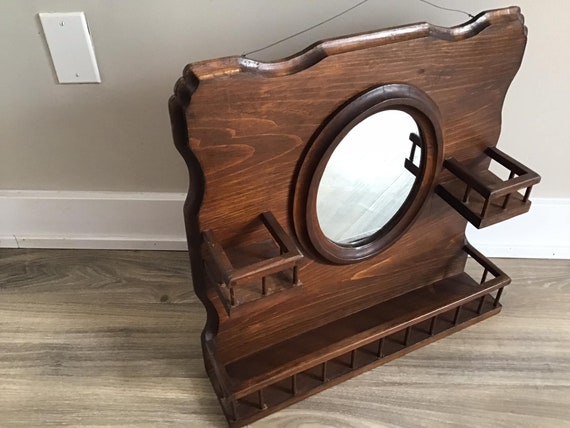 アンティーク彫刻木製ウォールミラー（棚付き） - Etsy 日本