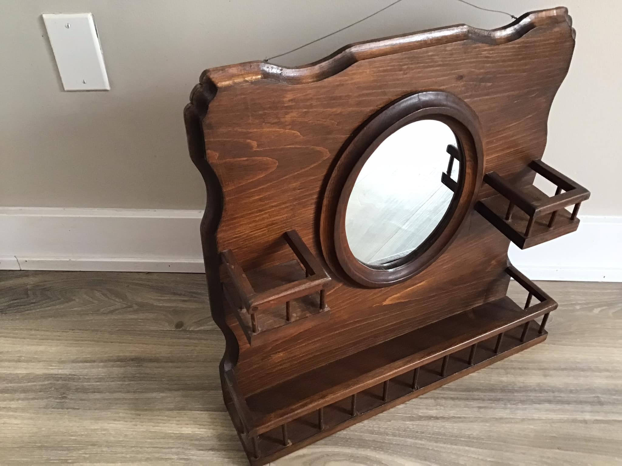 アンティーク彫刻木製ウォールミラー（棚付き） - Etsy 日本