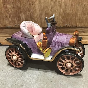 Vintage Ceramic Car Figurine - Model Automobile - Room Shelf Decor, Old Vintage Car, Old Jalopy, Car Collector Gift, Old Buggy
