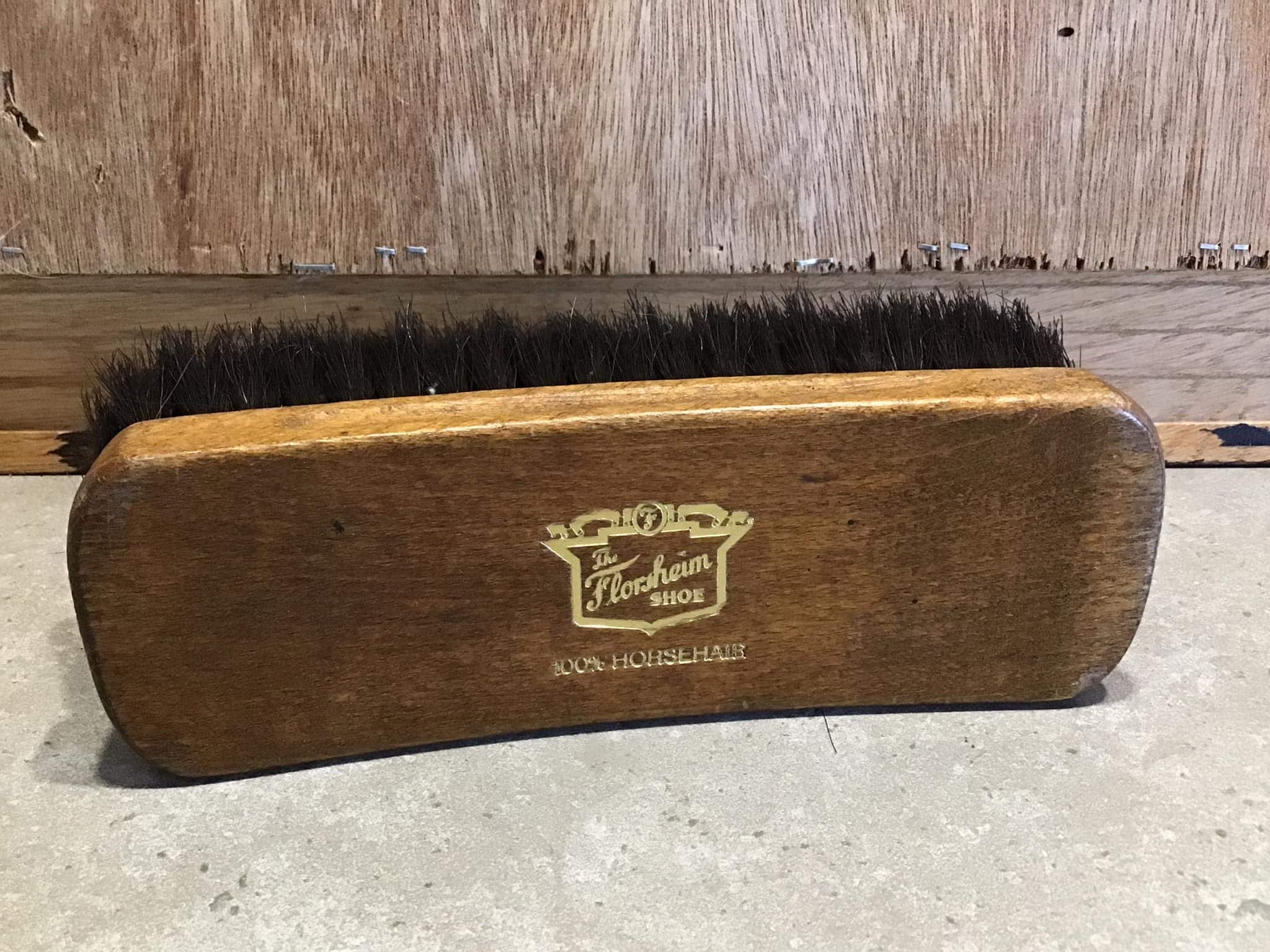 Vintage Horse Hair Bench Brush Leather Shoe Polisher 