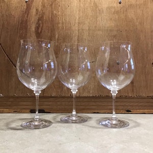 3 Burgundy Wine Glass Nicole by MIKASA Blown Glass Clear Crystal Barware