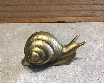 Vintage brass snail figurine art object paperweight Small