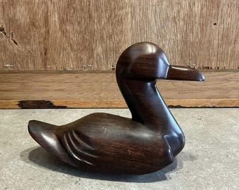 Carved Wooden Duck Figurine: Cabin Decor, Nature Lover