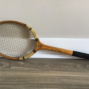 Raquete de tênis AG Spalding Bros British Wood Raquete de tênis Gold Arrow, item de colecionador Sport Deco, Binns LTD Sunderland Branches