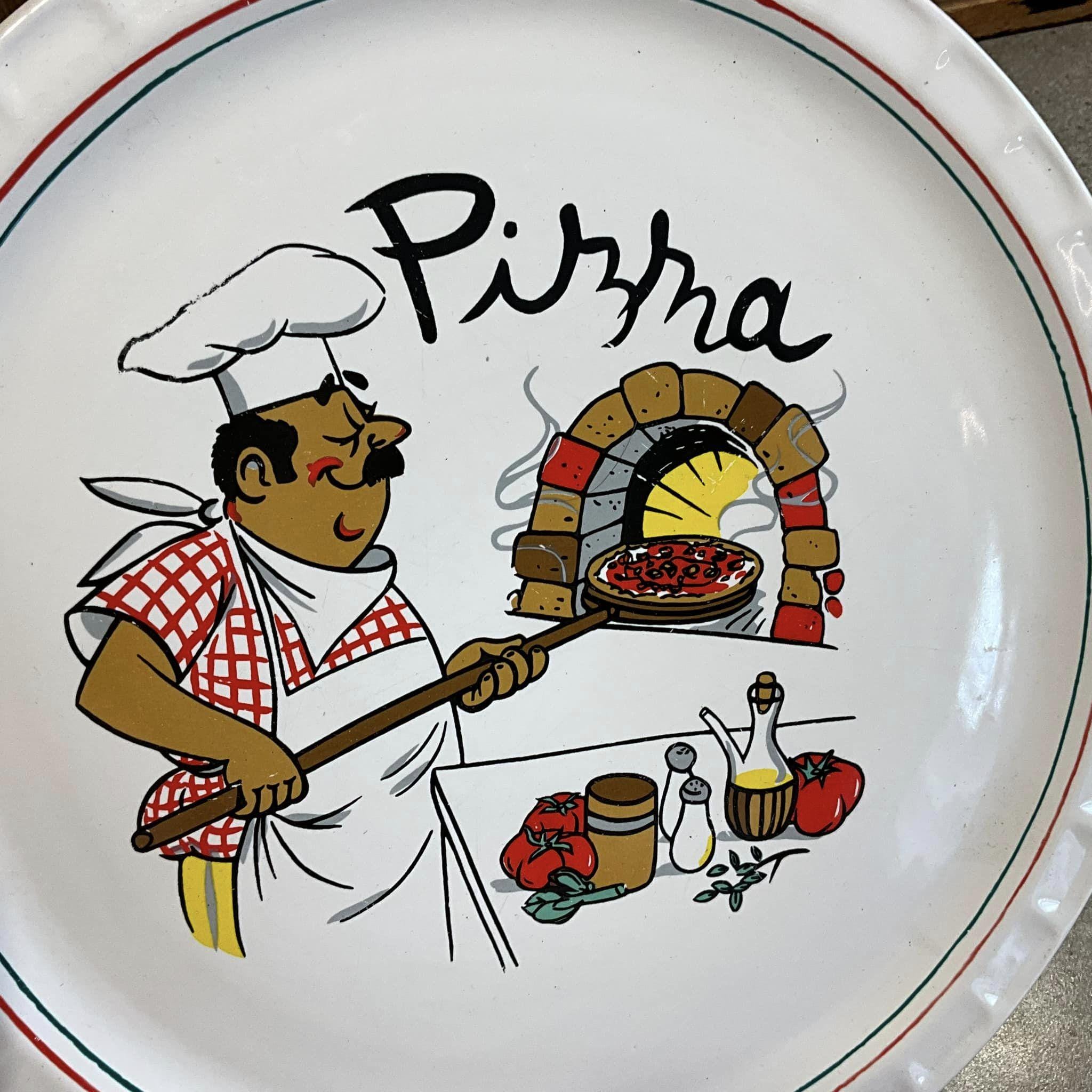 Vintage Ceramic Pizza Serving Plate, Chef Pizza Party Dish - Etsy