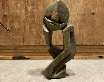 抽象的な石のアート、ヴィンテージの石の彫刻、コレクターの彫刻、石の