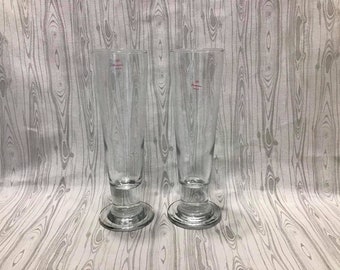 Lot De 2 Grands Verres à Bière Anciens - 20 Cm De Haut - En Verre