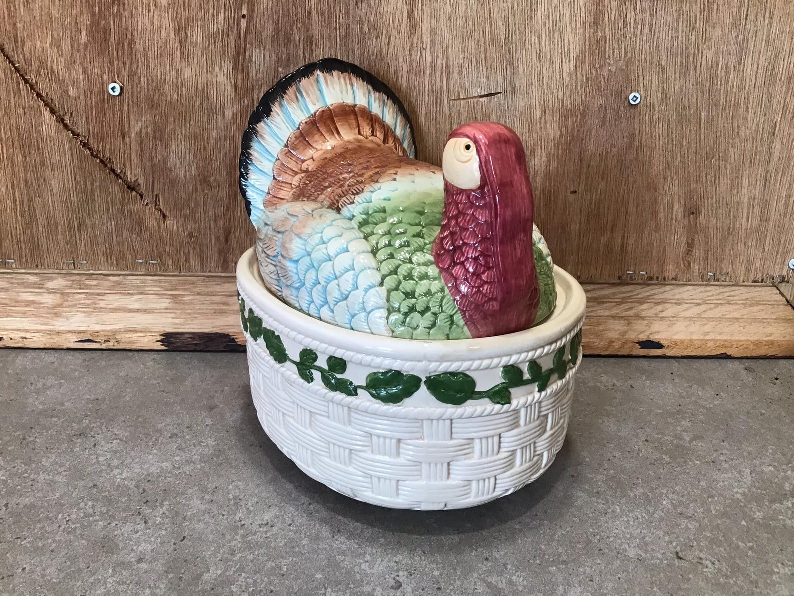 Vintage Ceramic Turkey Bowl With Lid Thanksgiving Turkey Etsy