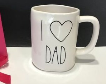 Rae Dunn By MAGENTA ARTISAN Collection Coffee Mug, Dad,  I Love Dad, Super Dad, Gift, Blue Mug, Black Mug, Beige Mug
