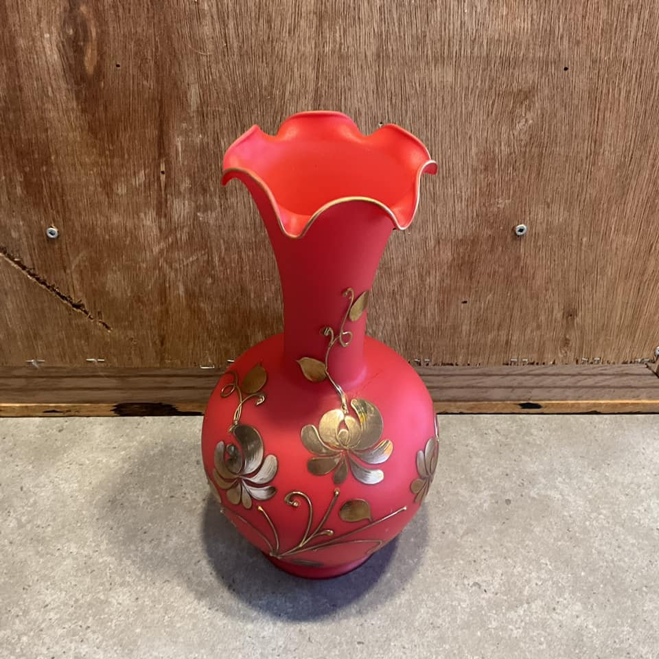 イタリア製　オレンジのガラス花瓶 イタリア製 オレンジのガラス花瓶 イタリア製 オレンジのガラス花瓶