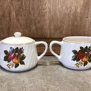 Vintage Enoch Wedgwood Tunstall Ltd Ironstone Creamer & Sugar Bowl with lid,