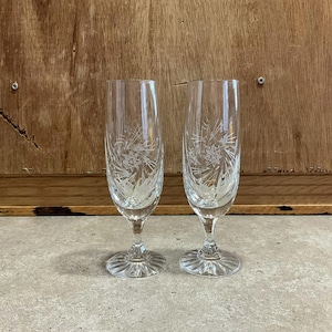 Vintage boho kristallen champagnefluiten "Pinwheel"