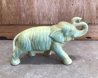 Vintage Elephant Figurine Ceramic Green Made in England