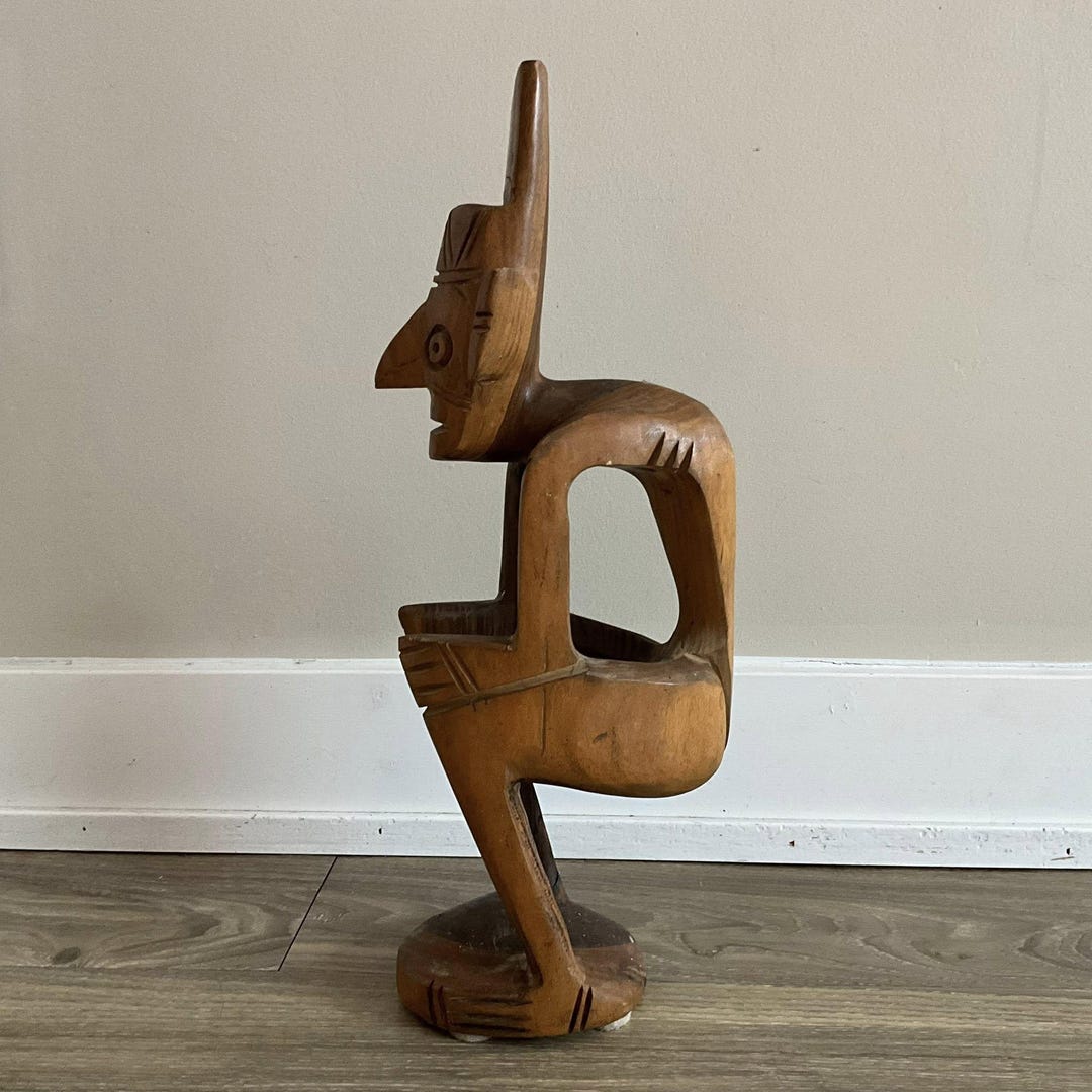 Carved Wooden Taino Zemi Sculpture, Folk Art Deity Spirit ...