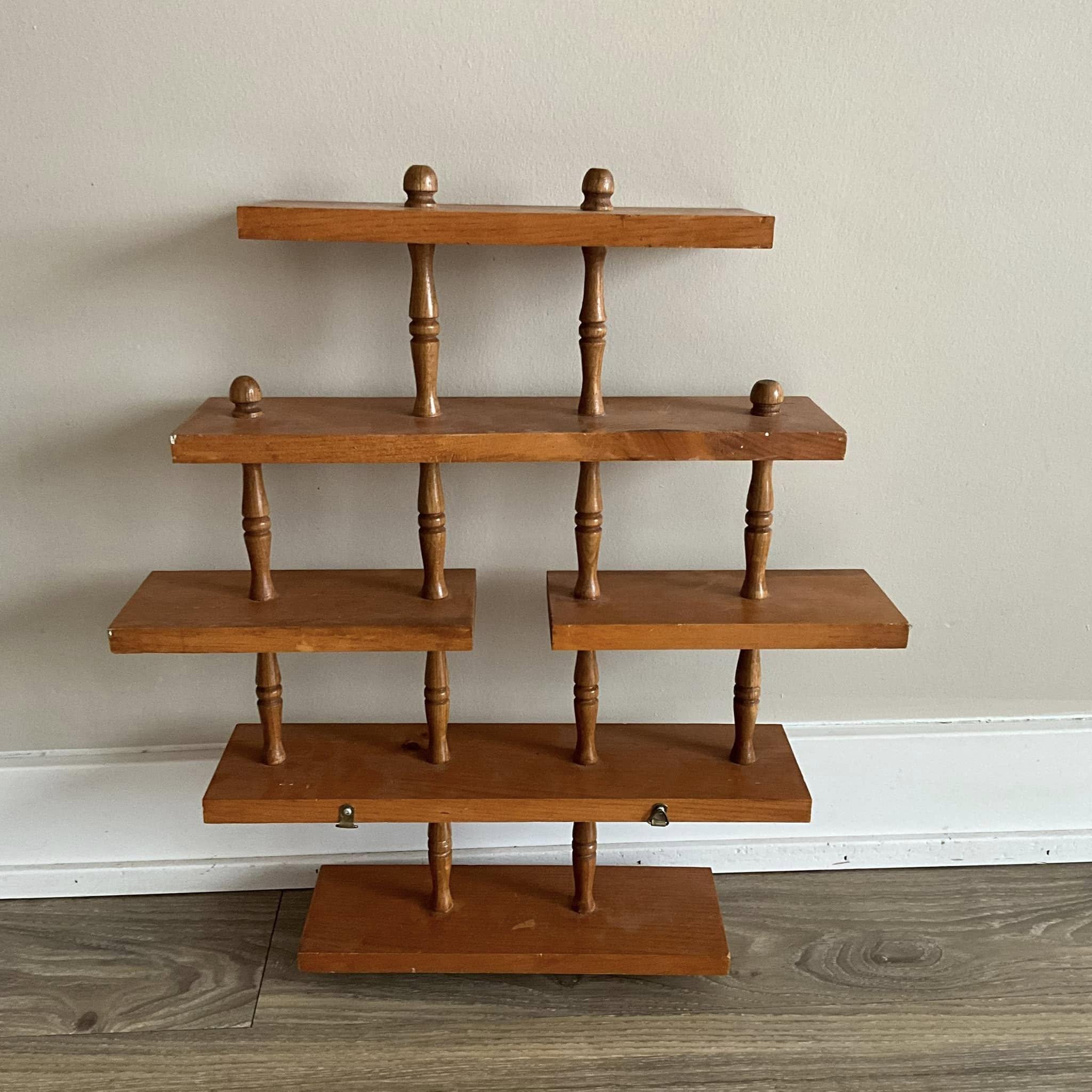 ヴィンテージ木製スピンドルディスプレイシェルフ：ミッドセンチュリー