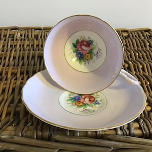 Vintage Tuscan Roses China England Teacup and Saucer Fine Bone China Single Dainty Retro  Tea Cup Tea Party
