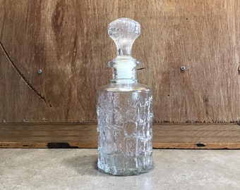 Vintage Klarglas Schnaps Karaffe Eis Effekt Strukturierte Flasche - Art Deco Bar Warenkorb Zubehör
