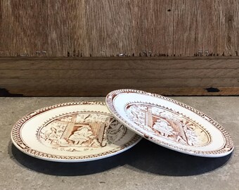 ♦英国製 スタッフォードシャー フローブルー裏印 1890年代〜1910年代頃 アンティーク・スタッフォードシャー皿：チャールズ・アラートン作