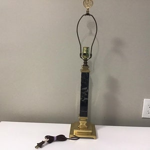 Vintage or Antique Colonna Marble and Brass Table Lamp