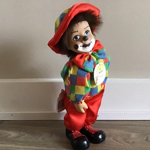 Statuetta di pagliaccio musicale in porcellana vintage - Bambola pagliaccio da 12 pollici