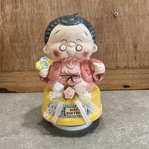 Vintage Grandma Granny, Happy Birthday, Porcelain Music Box Figurine