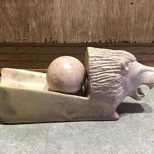 Carved Soapstone Lion African Sculpture Figurine with Ball Paper Weight Office Decor Desk