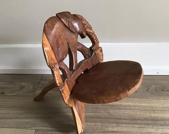 手彫りのアフリカ部族の象の折りたたみ椅子 - Etsy 日本