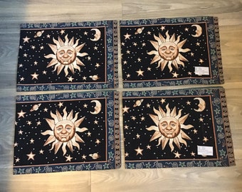 4 SONNE-MOND-STERNE Celestial Tischläufer 12 "x 36" Made in India