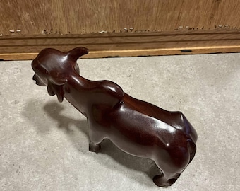 木製の雄牛の置物、木製の彫像、動物、木彫り - Etsy 日本