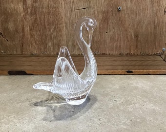 フォルミア社製、ムラーノ アート ガラス シルバー スワン フィギュア