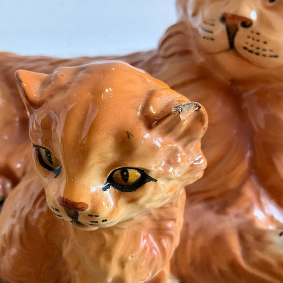 ヴィンテージ ロンザン 陶器製猫像：イタリア製 大型ペルシャ猫の置物