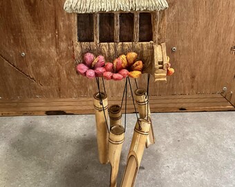 Bamboo Wind Chime, House, Flowers, Outdoor bell Windchime Home Decoration