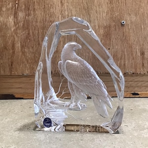 Dartington Crystal Eagle Paperweight by Alfred Capredoni.  Art Glass. Engraved Crystal Paperweights. Wildlife Art Glass Made in England