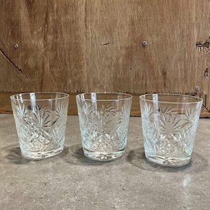 Vintage Pinwheel Crystal Whiskey Glasses - Mid-Century Barware