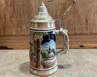 ヴィンテージ 西ドイツ ビールジョッキ 蓋付き カバー付きカップ 装飾