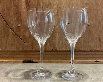Vintage Crystal Wine Glasses - Stemmed Barware Set of 2