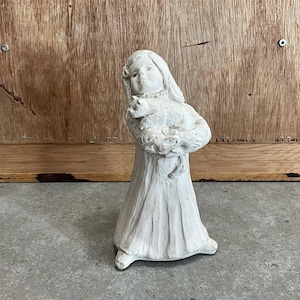 Bright Eyes Austin Productions Sculpture Dee Crowley Girl With Cat 1987 Vintage