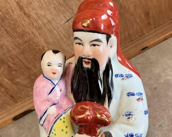 中国の幸福と繁栄の神の手描きの磁器の置物 - Etsy 日本