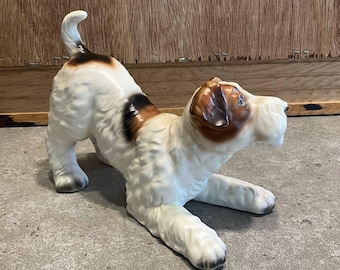 ヴィンテージ ミニチュア ワイヤー フォックス テリア 犬 置物