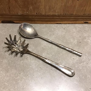 Vintage silver plated Spaghetti spoon, Serving Spoon, Metal tableware