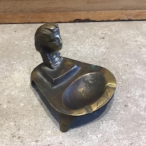 Egyptian Vintage metal bust of Pharaoh head, Egyptian decor