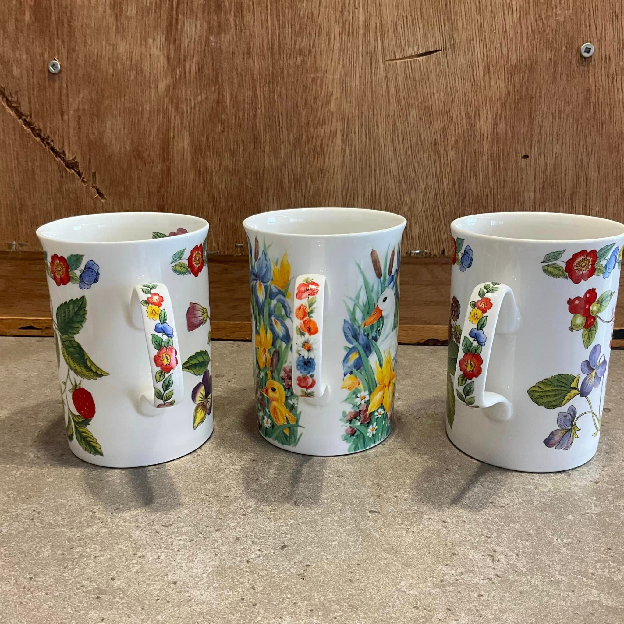 Buy 3 Roy Kirkham Mugs Bone China Made in England, Botanical