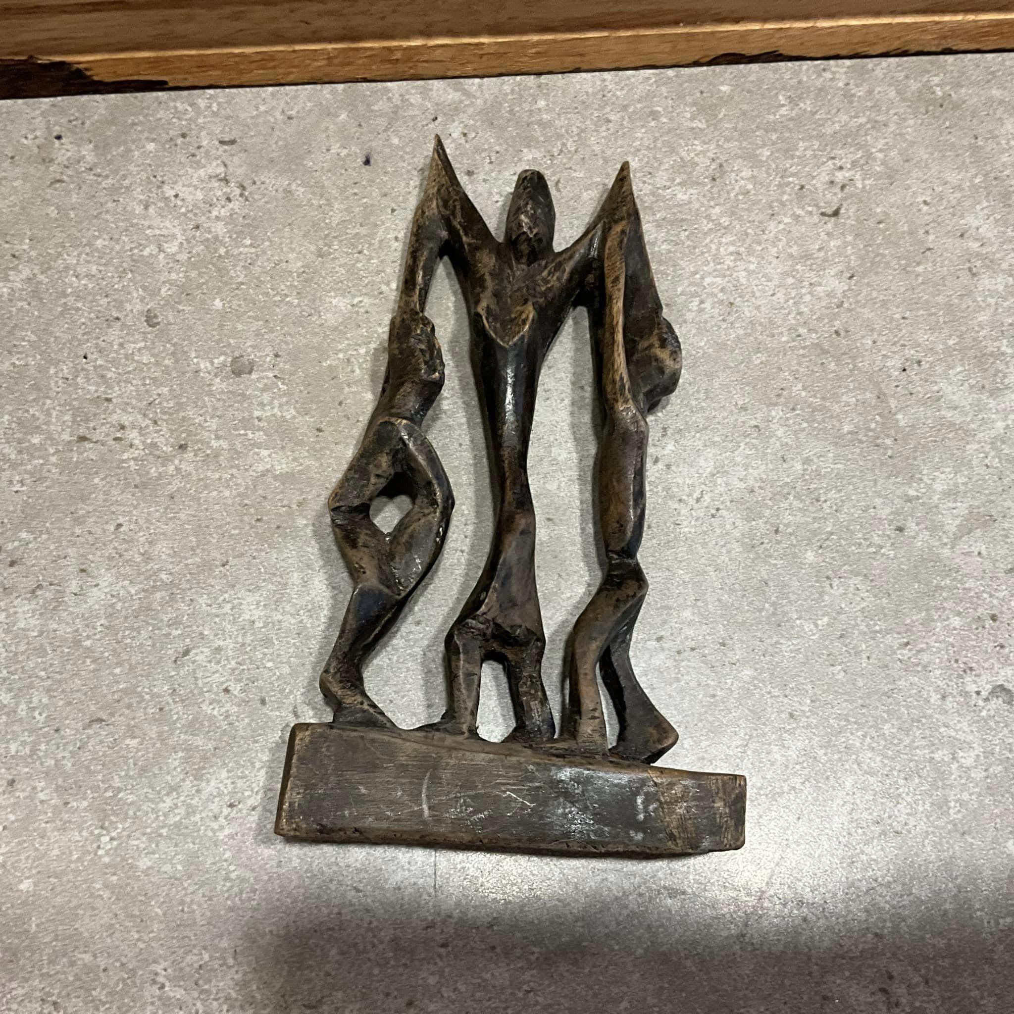 ヴィンテージ彫刻アフリカ、抽象人物、卓上彫刻、木製アート、木製像