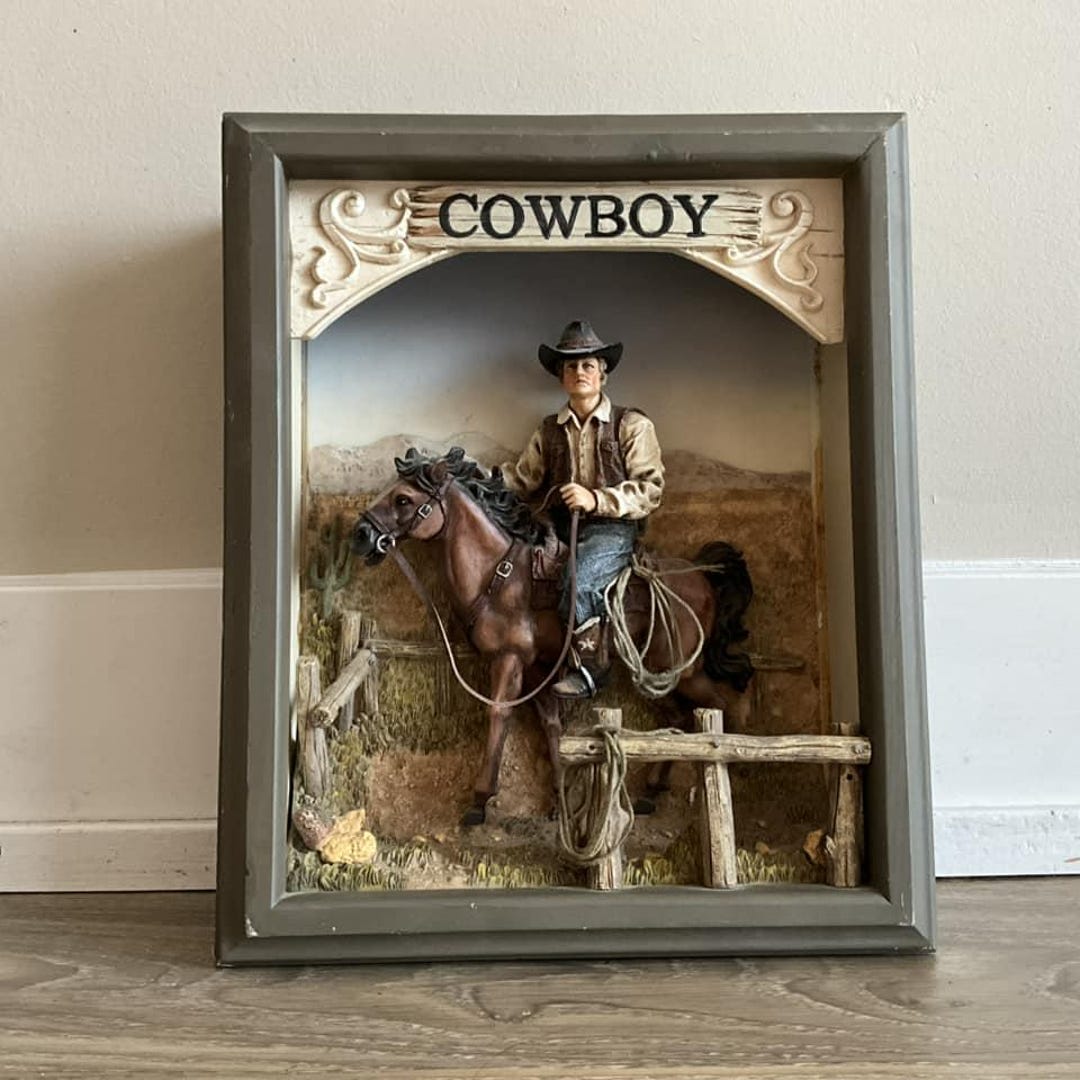 Vintage Cowboy With Horse Shadow Box 3D Wall Hanging - Etsy
