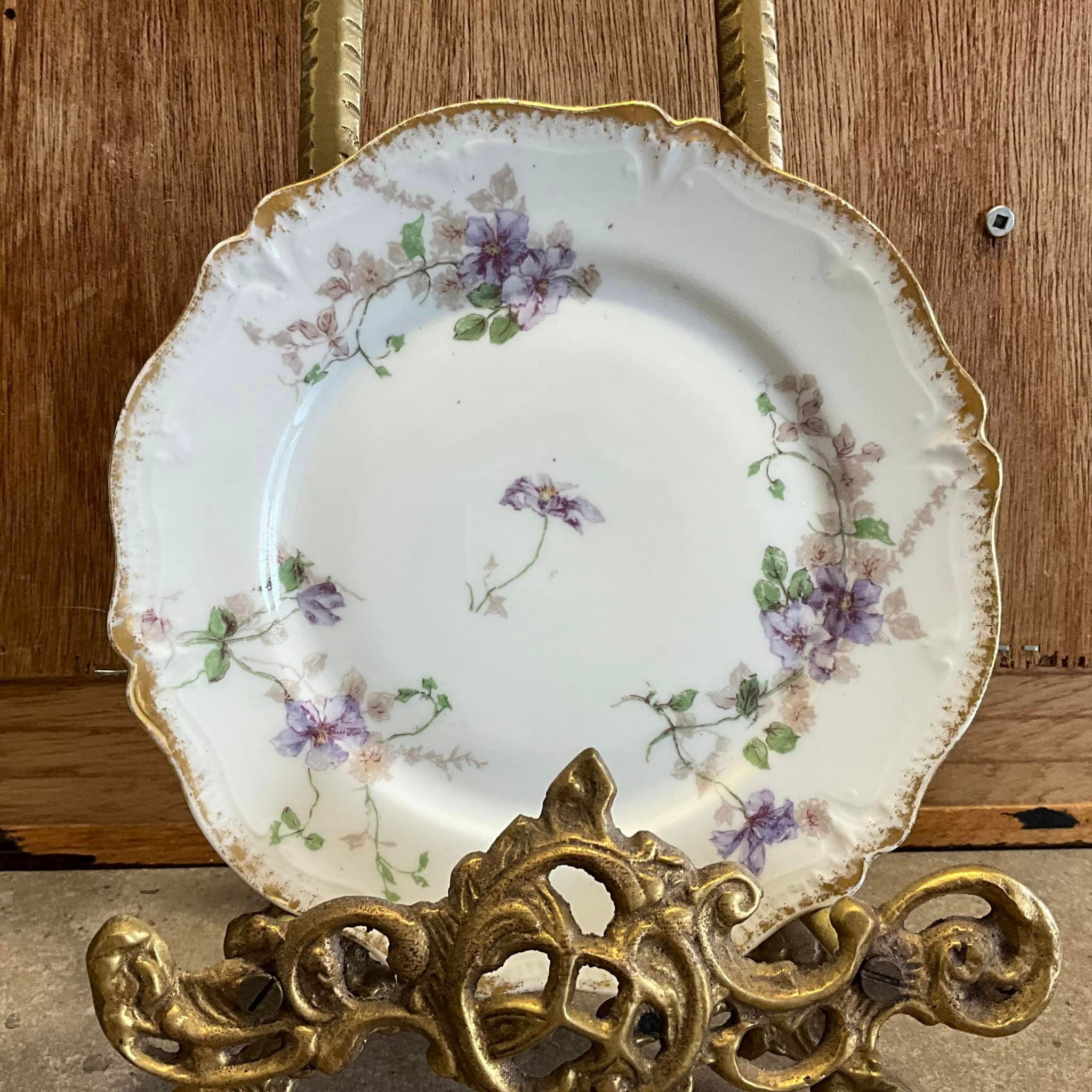 SALE⬇️Haviland France プレート　5枚　Limoges Limoges Porcelain Plate, Purple Flowers, GDA France, CH