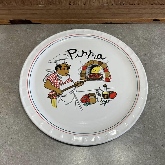 Vintage Ceramic Pizza Serving Plate, Chef Pizza Party Dish - Etsy