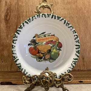 Bol à spaghetti italien vintage : plat de service de pâtes individuel