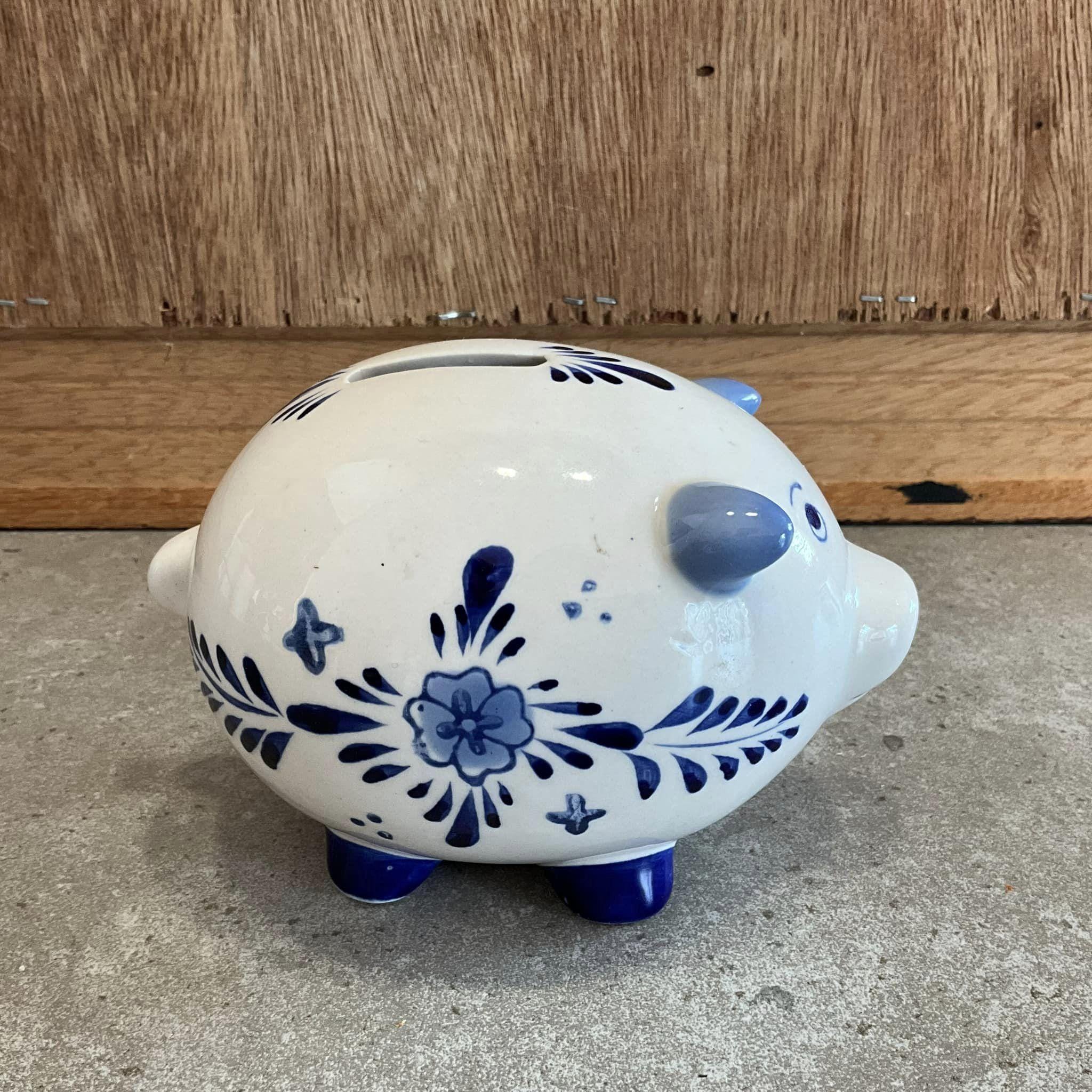 ヴィンテージのオランダ製磁器製貯金箱：手描きの風車模様 - Etsy 日本