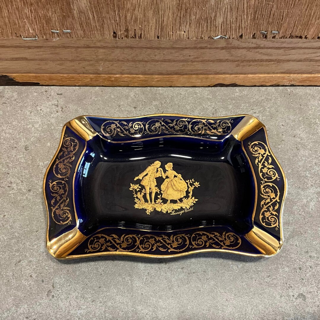 リモージュ カステル 陶磁器 馬の置物 コバルトブルー 22K金塗装