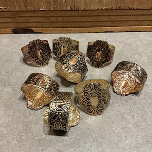 Vintage Silver Plate Napkin Ring Holders, Ornate Design, Set of 8